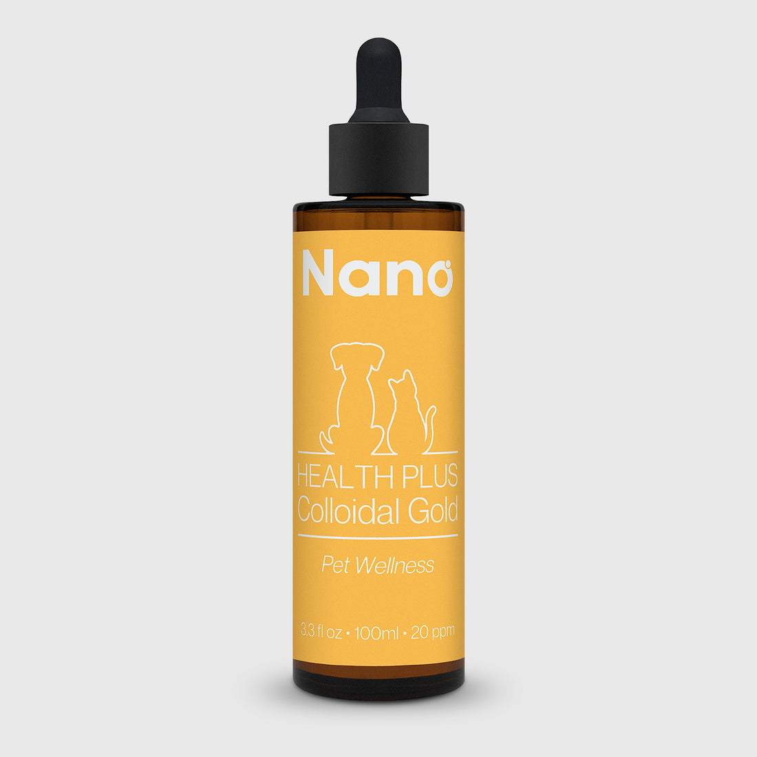 100ml bottle of 20 ppm Nano health plus colloidal gold pet wellness liquid health supplement