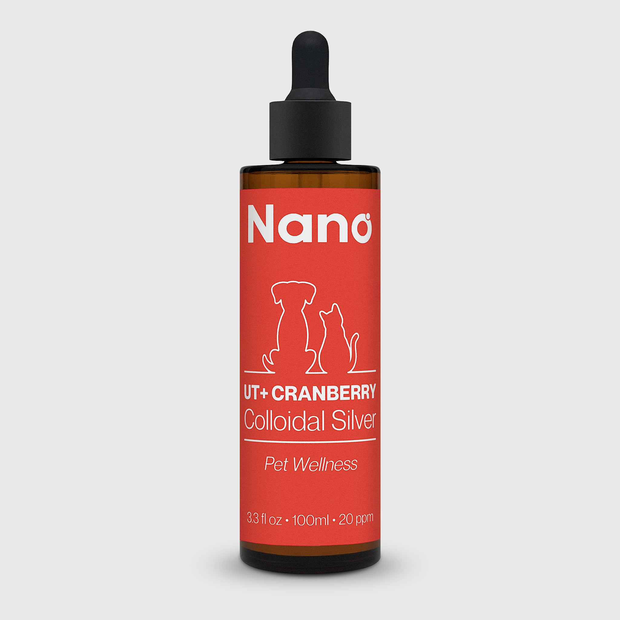 NANO Pet Wellness UT Cranberry Colloidal Silver 100 ML Dropper Bottle Nano Colloidals